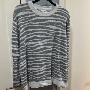 Ava & Viv Gray Zebra Pattern Crewneck Sweater